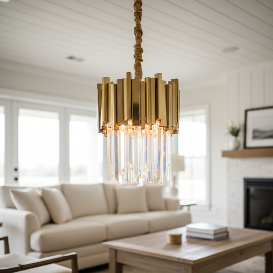 Vigo Modern Luxury Gold Dimmable Crystal Small Chandelier