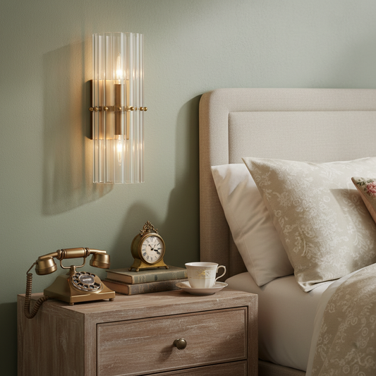 Modern Minimalist Ribbed Crystal Wall Sconce