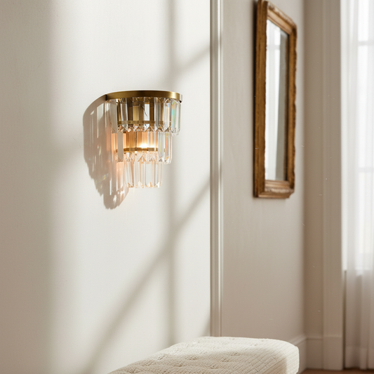 Modern Gold Crystal 3-Tier Wall Light