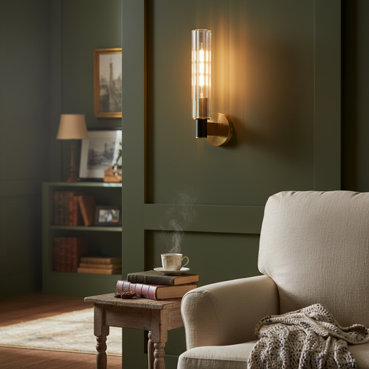 Vintage Ribbed Clear Crystal LED Tube Wall Lamp