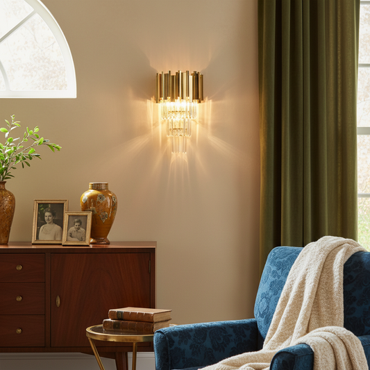 Vigo Modern Luxury Gold Crystal  Wall Sconce