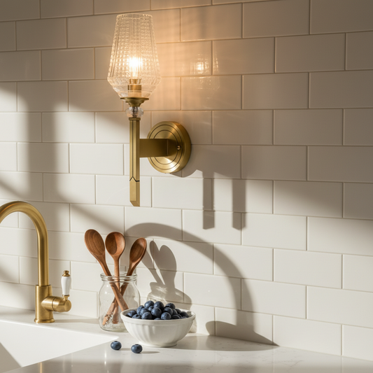 Modern Elegant Brass Clear Texture Crystal Wall Light