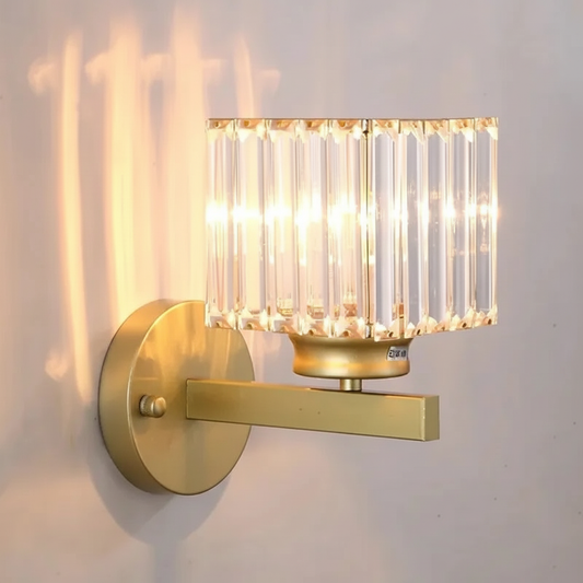 Columns Modern Clear Crystal  Metal Indoor Square Wall Lamp