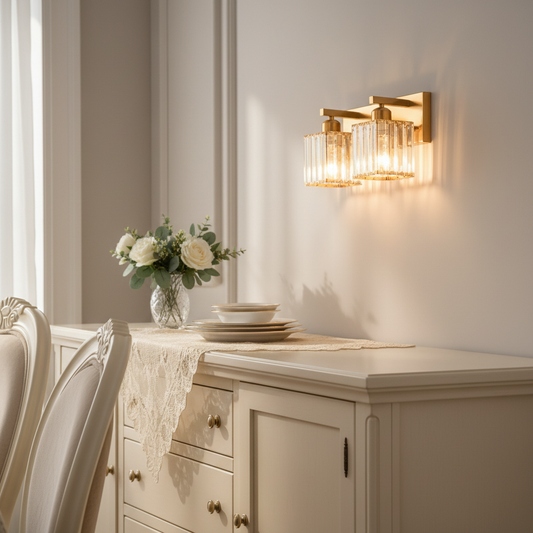 Columns Elegant Indoor Crystal Vanity Lighting Square Wall Light