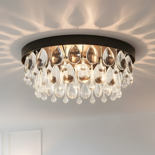 Pluto Modern Luxury Round Crystal Flush Mount Light