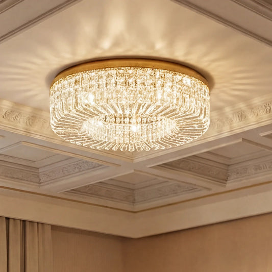 Elegant Round Crystal Metal Ceiling Light