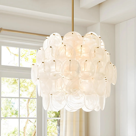 Minimalist Grand Glass Discs Spherical Chandelier