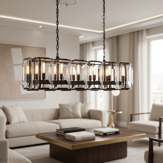 Chloe Modern Luxury Hand-Cut Crystal Rectangular Chandelier