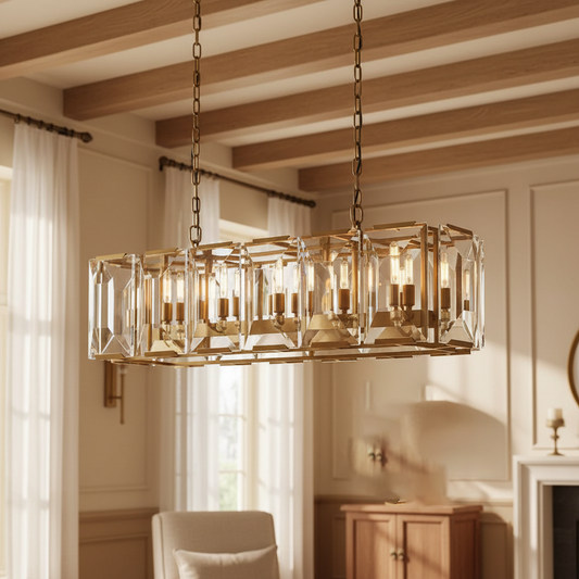 Chloe Modern Luxury Hand-Cut Crystal Rectangular Chandelier