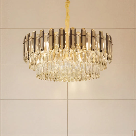 Modern Luxury Tiered Crystal LED Pendant Chandelier
