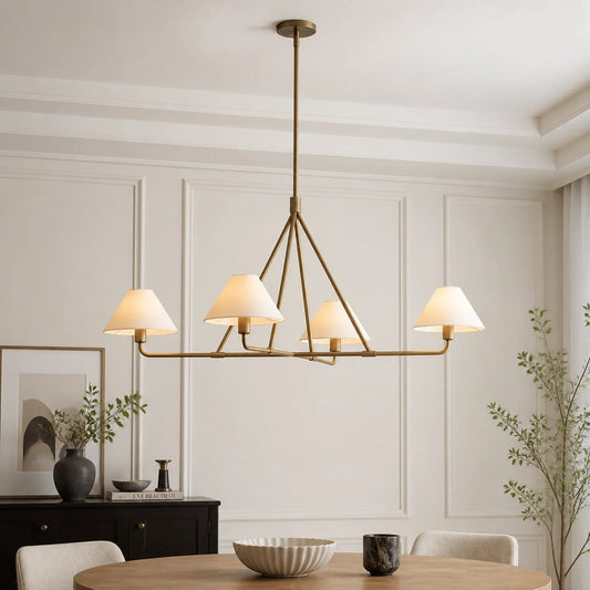 Contemporary Cone Linen Shade Chandelier