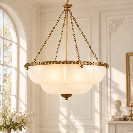 Lumi Vintage Milk Glass Scallop Eloise Pendant Light