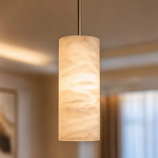 Aalto Modern Alabaster Cylinder Pendant Light