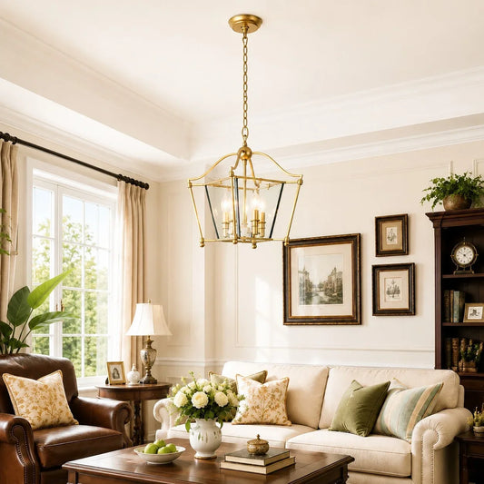 Imrie American Vintage Style Iron Frame Glass Pendant Light