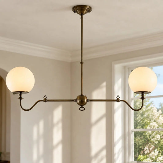 Aurelia Antique Brass Linear Opal Globe Chandelier-01.webp