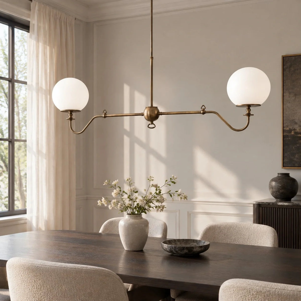 Aurelia Antique Brass Linear Opal Globe Chandelier-06.webp