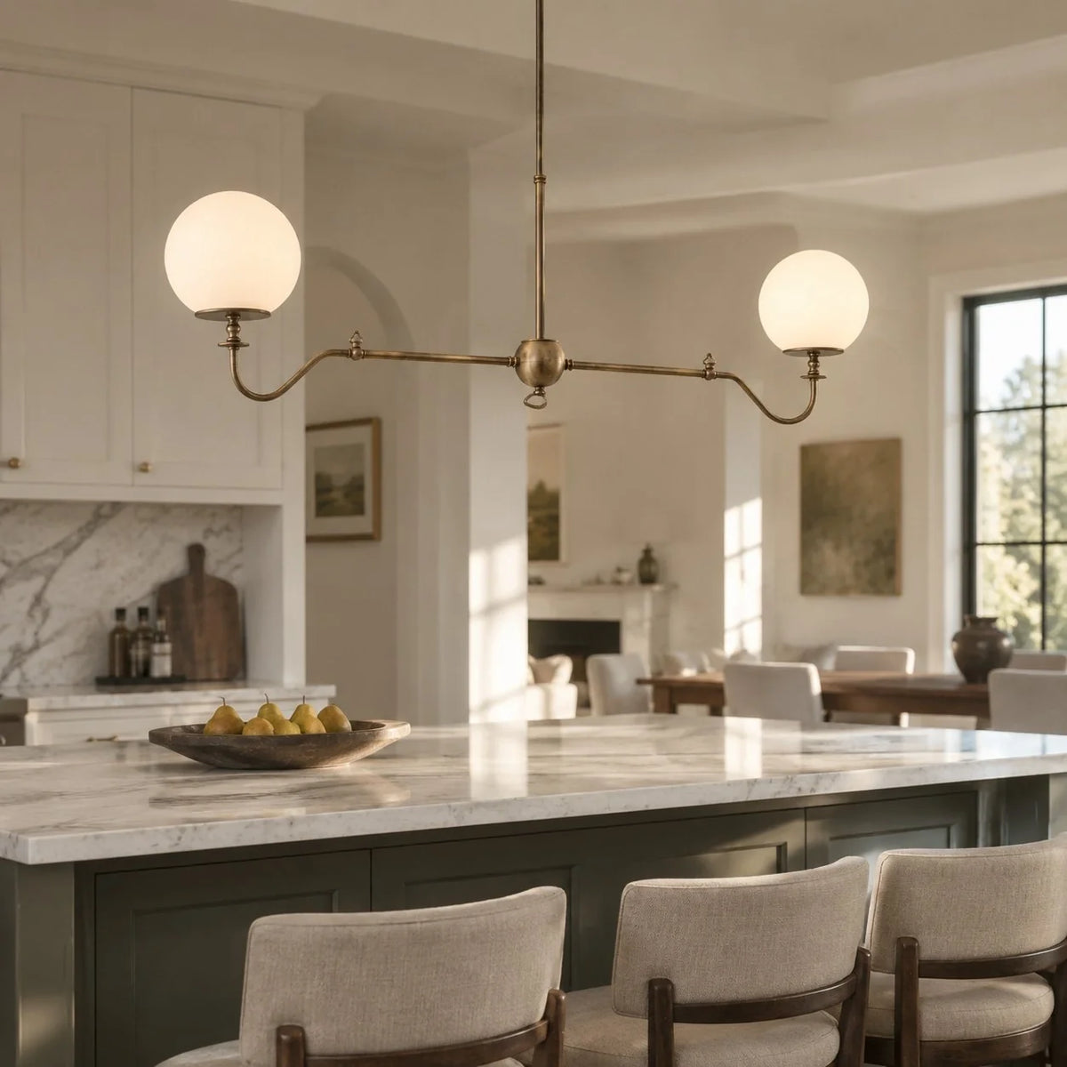 Aurelia Antique Brass Linear Opal Globe Chandelier-08.webp