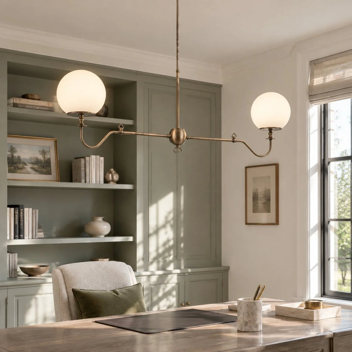 Aurelia Antique Brass Linear Opal Globe Chandelier-09.webp