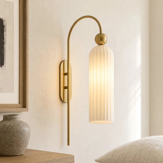 Azura Antique Cylinder Vertical Ribbed Glass Wall Sconce
