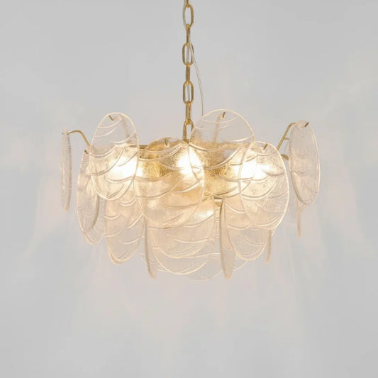 Calryenith Modern Wave Disc Glass Chandelier