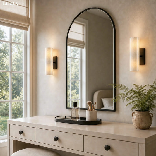 Doran Modern Elegant Alabaster Tube Sconce