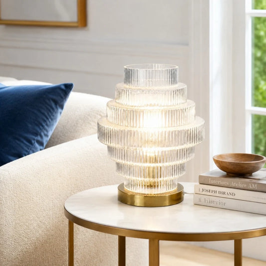 Florin Modern Ribbed Glass Layered Table Lamp