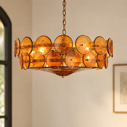 Hollis Amber Murano Glass Vintage Chandelier