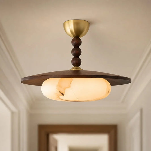 Hudson Vintage Alabaster Semi-Flush Mount Ceiling Light