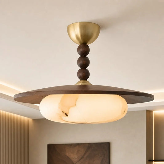 Hudson Vintage Alabaster Semi-Flush Mount Ceiling Light