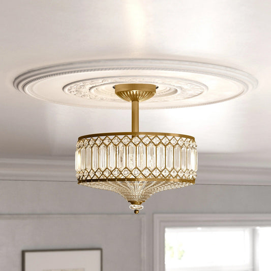 Vintage Luxury Crystal Drum Ceiling Light