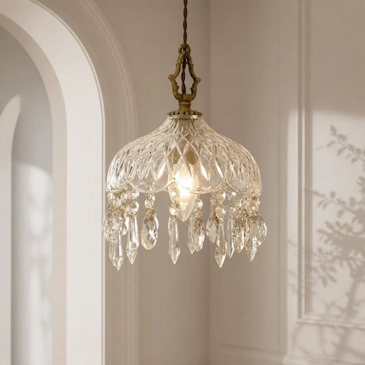 Karina Luxury Grid Crystal Glass Pendant Light