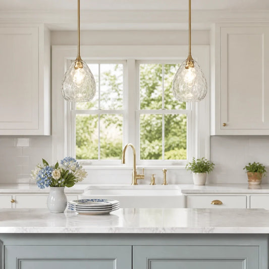 Knox Modern Teardrop Hammered Glass Pendant Light