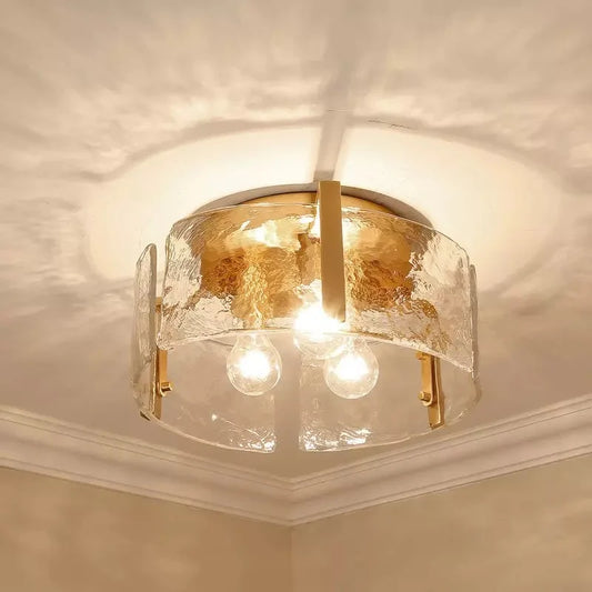 Lucien Modern Ripple Glass Drum Ceiling Lamp