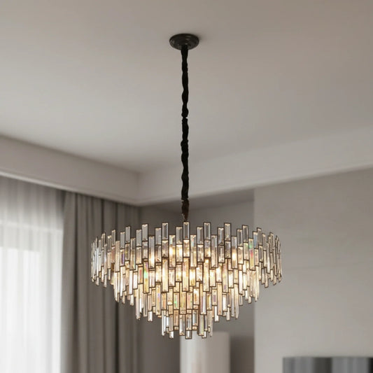 Luxury Adjustable Round Crystal Pendant Light