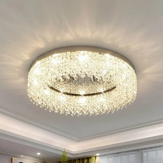 Luxury Chrome Round Crystal Ceiling Light