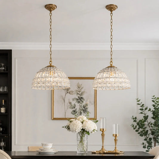 French Antique Luxury Crystal Dome Dining Chandelier