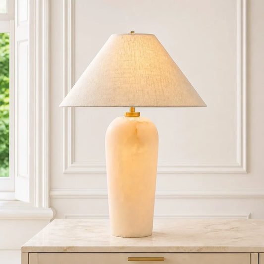 Luxury Natural Alabaster Vase Table Lamp