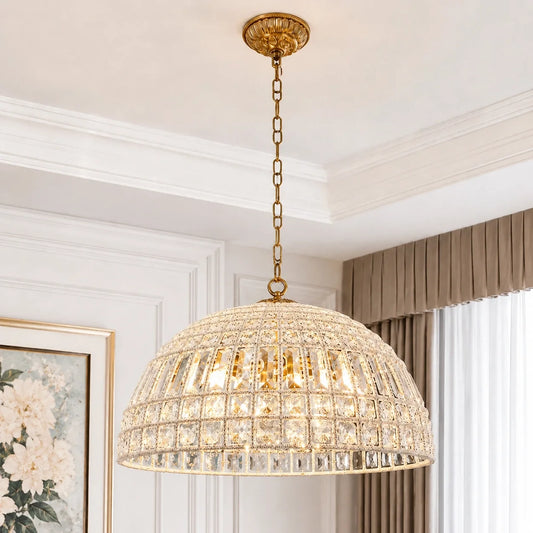 French Antique Luxury Crystal Dome Dining Chandelier
