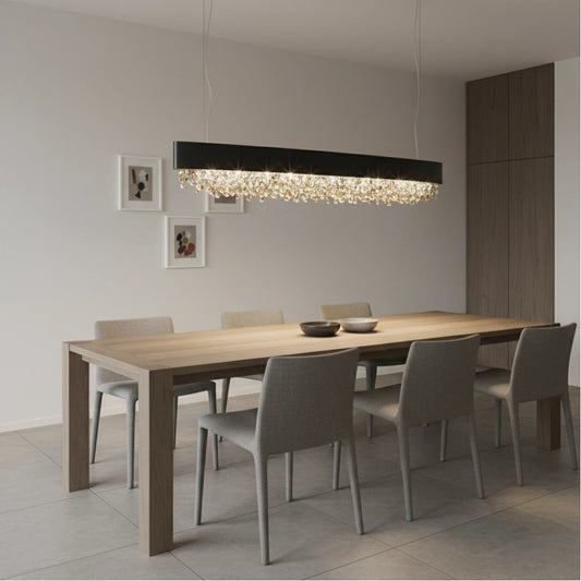 Modern Cascade Oval Crystal Pendant Light