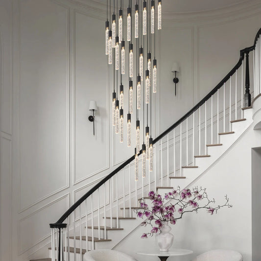 Modern Crystal Bubble Column Tassel Chandelier