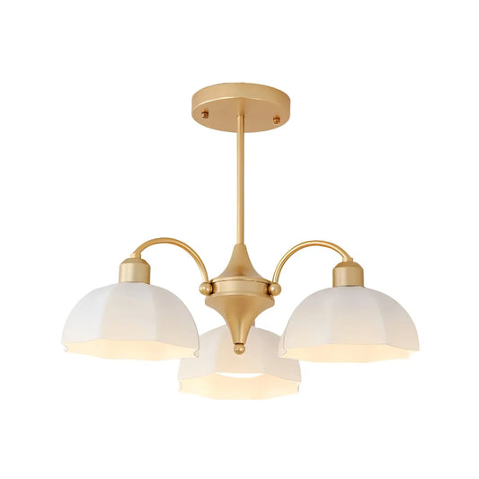 Modern Floral Glass Multi-Head Metal Chandelier