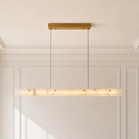 Modern LED Linear Alabaster Pendant Light for Kitchen Island and Dining