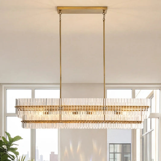 Modern Luxury Elegant Crystal Linear Chandelier for Dining Room