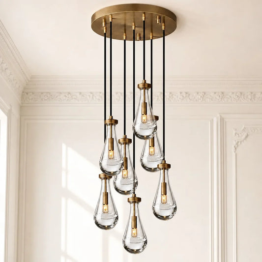 Modern Luxury Teardrop Glass Cluster Chandelier