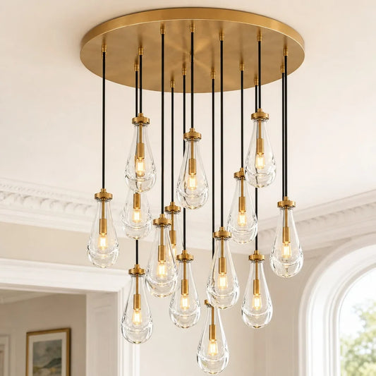 Modern Luxury Teardrop Glass Cluster Chandelier