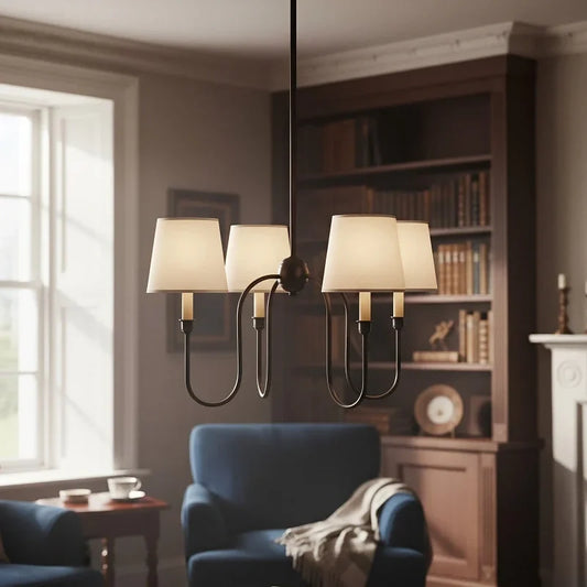 Modern Multi-Arm Drum Fabric Chandelier