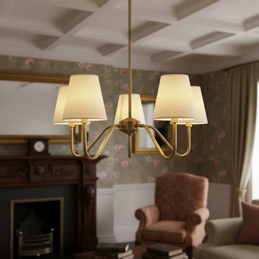 Modern Multi-Head Fabric Shade Chandelier