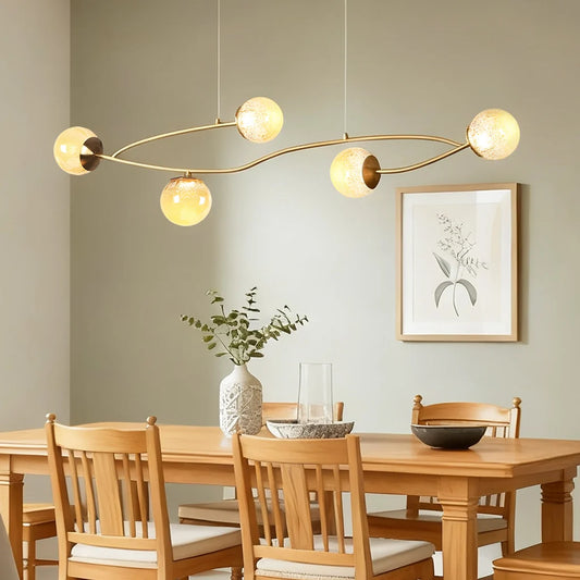 Modern 5 Light Gold Led Cracked Glass Globe Chandelier