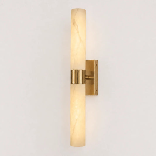 Modern Alabaster Double-Ended Wall Sconce with Brass