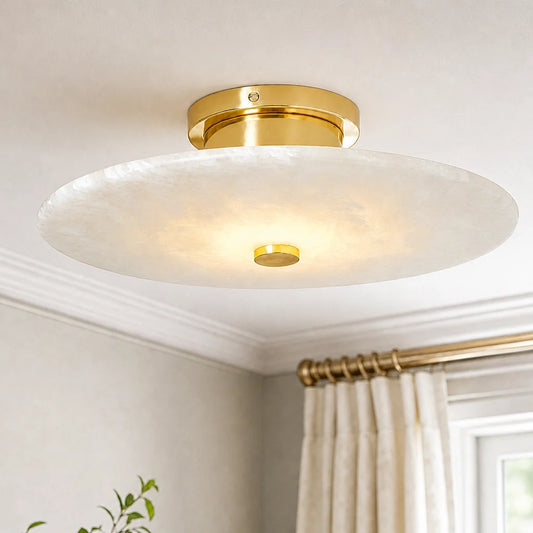 Modern Alabaster Halo Flush Mount Ceiling / Wall Light